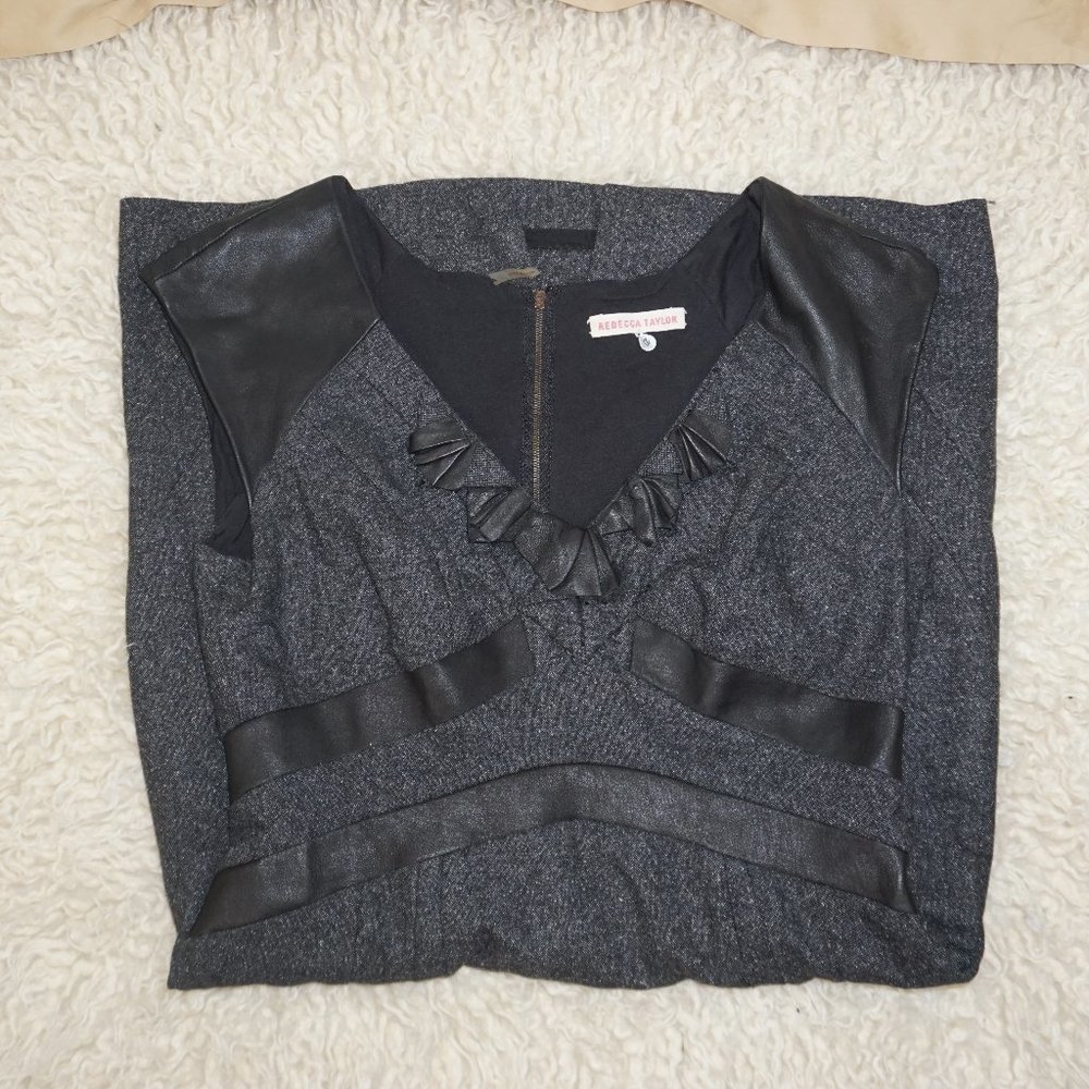 Rebecca Taylor Lamb Trim Silk/Wool Tweed Dress 6 - Picture 11 of 15